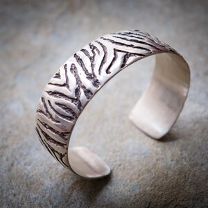 Tiger Print Bangle, Tiger Stripe Cuff Bracelet, Wide Cuff Bracelet, Large Silver Bracelet, Animal Print Bracelet, Tiger Print Bracelet