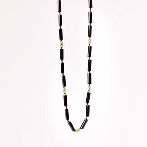 Onyx Beaded Necklace, Hand Beaded Necklace, Beaded Jewelry, Onyx Necklace, Onyx Necklace Women, Onyx Beaded Necklace, Tube Bead Necklace