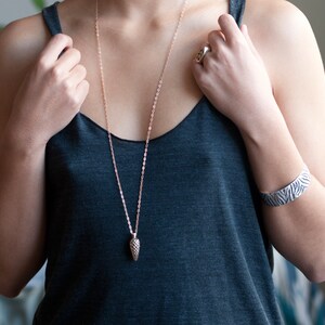 Long Chain Metal Pendulum Necklace, Pendulum Pendant, Long Pendant Necklace,  Cone Pendant, Long Necklace, Lost Wax Jewelry