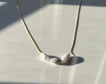 Collar de cadena y cuentas de piedras preciosas personalizado, collar de cuentas sencillo, collar de cuentas con cadena, collar de cuentas delicado, joyería personalizada