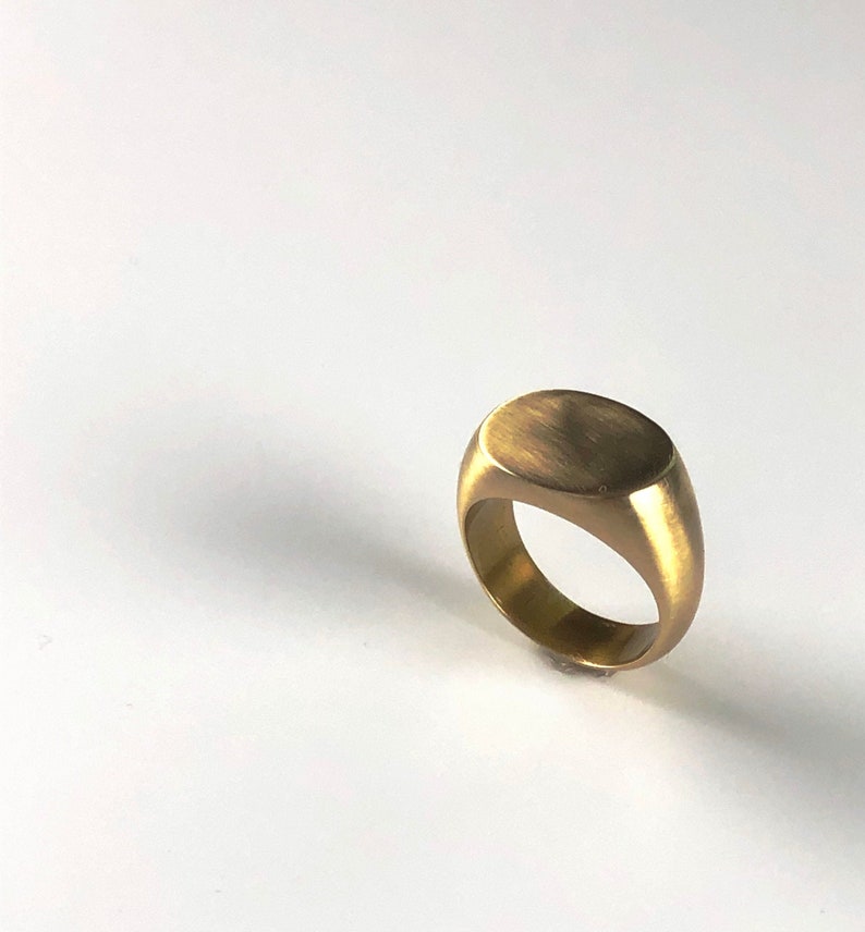Oval Signet Ring, 14k Gold Plated Signet Ring, Personalized Ring, Initials Ring, Large Signet Ring