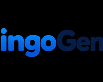 May include: A logo featuring a stylized blue letter B containing a grid of eight light blue squares and one central red square, followed by the text BingoGenerator in a bold blue sans-serif font against a solid black background.