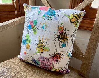 Tie Dye Bee Flower Pillow, Bee Flower Pillow, Bee Flower Pillow, Throw Pillows Cases, Pillow Cover, 100% Organic Cotton