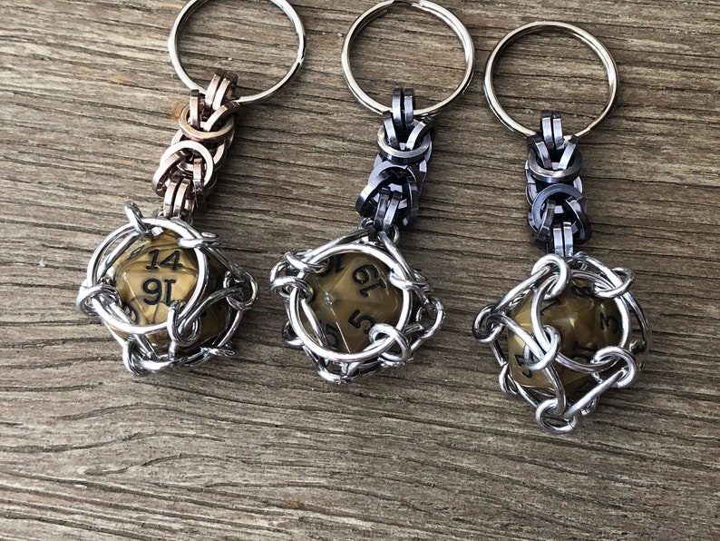 D20 Gold Dice Aluminum Key Chain Gamer Gift Dice Key Etsy