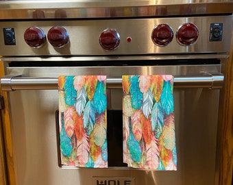 Feather Tea Towel, Housewarming Gift, Kitchen décor , Kitchen, Women's gift, Linen and Cotton Towels