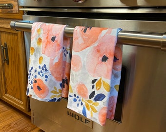 Flower Tea Towel, Housewarming Gift, Kitchen décor , Kitchen, Women's gift, Linen and Cotton Tea towel