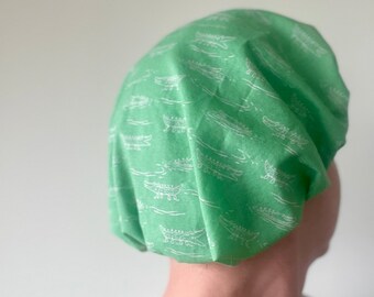 Alligator scrub hat, Surgical Cap, Scrub Cap, Breathable Fabric, Reusable & Washable, Made USA