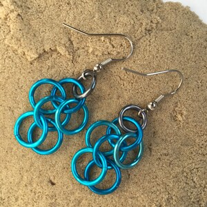 Water Shaggy Dangle Earrings / Drop Earring / Statement Earrings / Blue Earrings / Waterfall Earrings