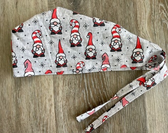 Santa Gnomes Surgical Cap, Scrub Cap, Breathable Fabric, Reusable & Washable, Bouffant Cap, Made USA