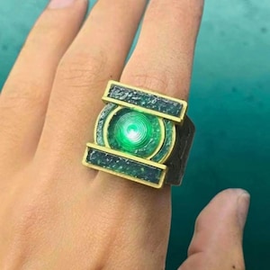 Green Lantern Inspired Glowing Ring, Hal Jordan Inspired Ring, LED Light Ring, Superhero Cosplay Jewelry, Fantasy Gift for Fans