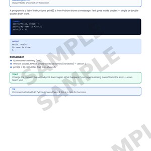 Python para Crianças: Livro de Exercícios de Programação para Iniciantes, Variáveis, Loops, Listas, Funções, Miniprojetos, Gabarito | 60 Páginas imagem 2