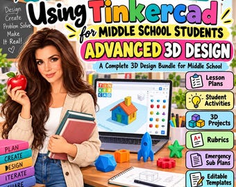 Middle School Tinkercad Advanced 3D Design Mega Bundle | CAD Lessons, Projects, Activities and Sub Plans