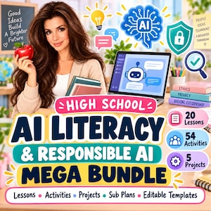 High School AI Literacy Bundle | 20 Lessons, 54 Activities, Projects (Digital Download)