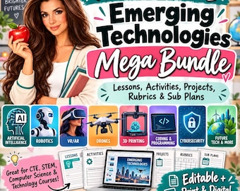 High School Emerging Technologies Mega Bundle | AI, Robotics, VR, Drones, 3D Printing (Digital Download)