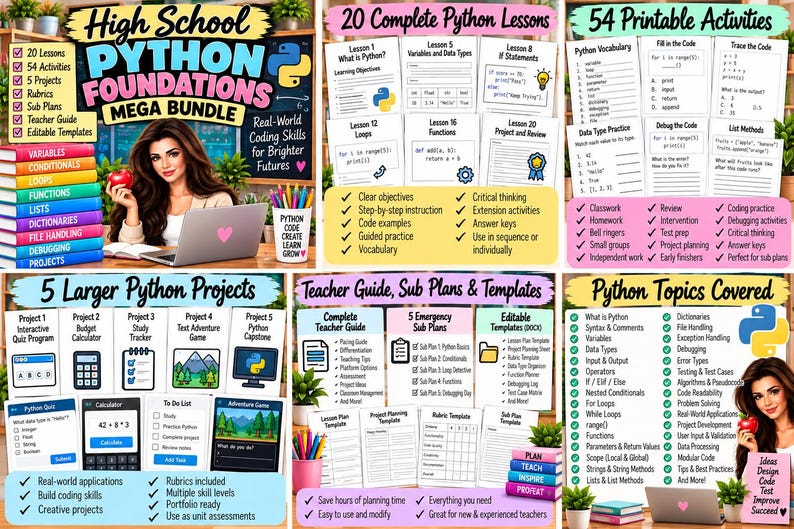 High School Python Foundations Mega Bundle | 20 Lessons, 54 Activities, Projects (Digital Download) image 2