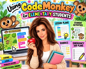 Technology Mega Bundle for Elementary Students Using CodeMonkey | Coding Lessons, Activities, Projects and Sub Plans