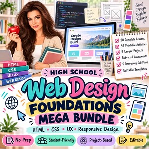 High School Web Design Mega Bundle | HTML, CSS, UX, Responsive Design (Digital Download)