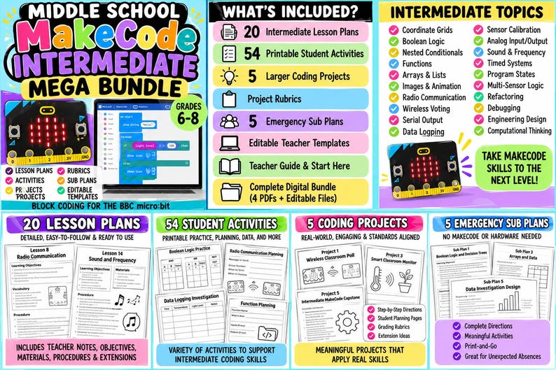 Middle School MakeCode Intermediate Technology Mega Bundle | micro:bit Coding Lessons, Activities, Projects and Sub Plans image 4
