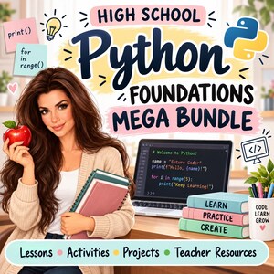 High School Python Foundations Mega Bundle | 20 Lessons, 54 Activities, Projects (Digital Download)