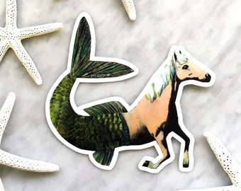 Pegatina de fantasía, pegatinas de caballo, caballo sirena pegatina paquete, Pegaso extraño arte animales, calcomanías portátiles para el coche, diario de bala, regalos de caballo