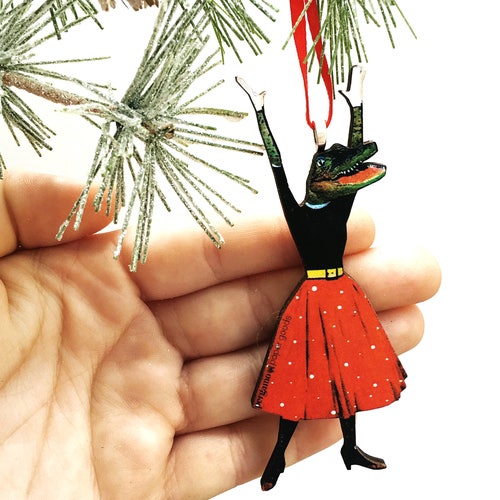 Alligator Holiday Ornament, Quality Florida Christmas, Surreal Vintage Christmas, Quirky Gators Ornaments, Tampa Miami Gainesville FL