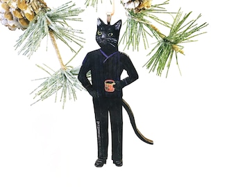 Laser Ornament, Holiday Ornaments, Black Cat Ornament, Retro Stocking Stuffer, Animal Lover Weird Christmas Decoration, Vintage Holidays