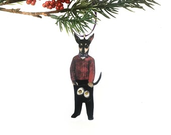 Chihuahua Christmas Ornament, Laser Cut Wood, Original Weird Ornaments, Retro Vintage Christmas, Quirky Unusual Gift, Funny Dog Rescue Gifts