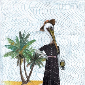 Stampa artistica retrò Pelican, arte murale da spiaggia 8x10, regalo St Pete Florida, arredamento vintage per case sulla spiaggia, Miami Tampa Venice Gainesville Tallahassee FL