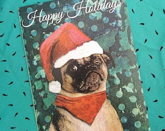 christmas pug card or card set santa pug christmas dog retro holiday card unique holiday stationery set fancy animals card - Pug Christmas christmas pug card or card set santa pug christmas dog retro holiday card unique holiday stationery set fancy animals card - Pug Christmas