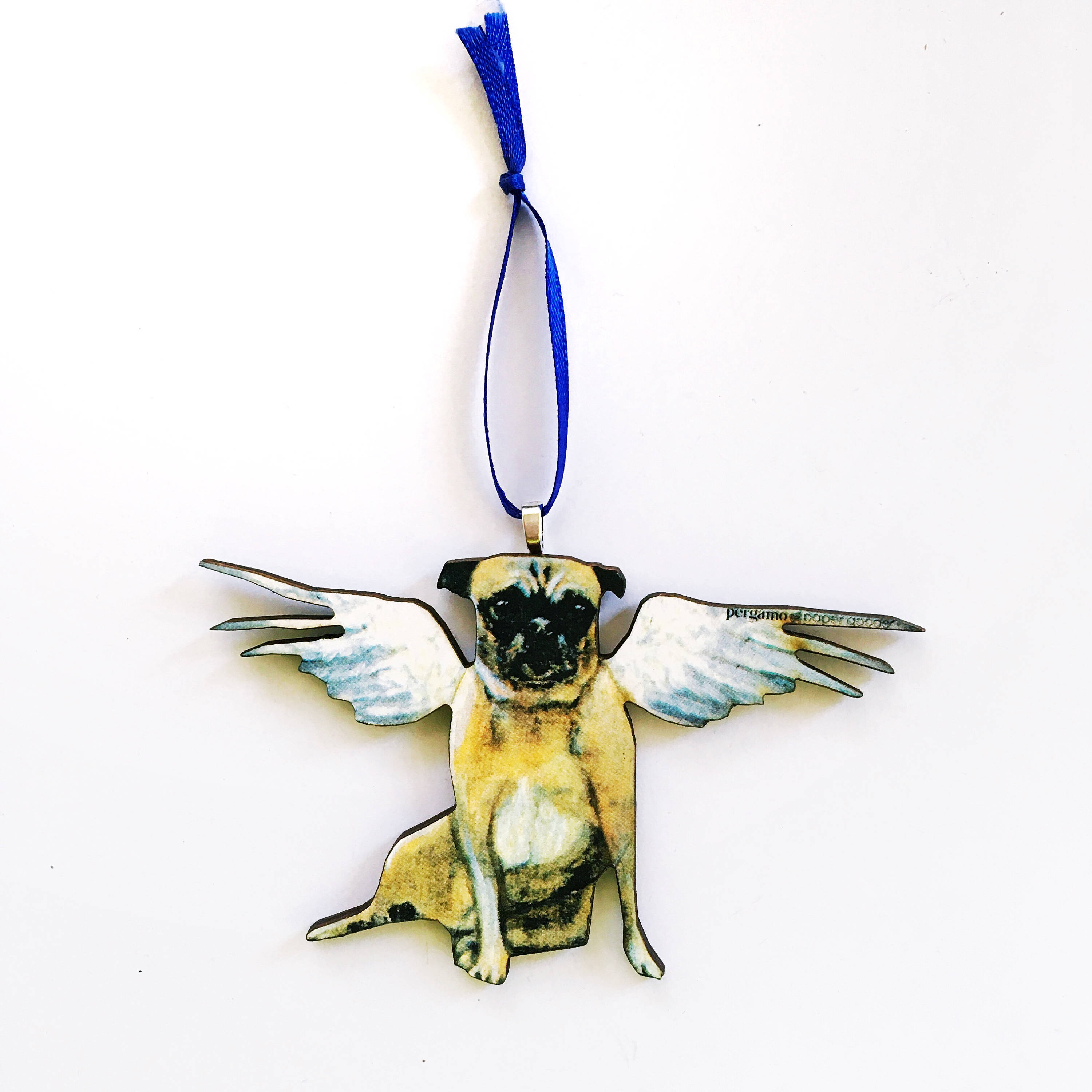 Pug Holiday Ornament, Angel Pug Ornaments, Angel Dog Christmas Ornament, Pug Lover Gift, Pug Mom Gift Stocking Stuffer, Pugs Memorial Gifts - Thumbnail 2
