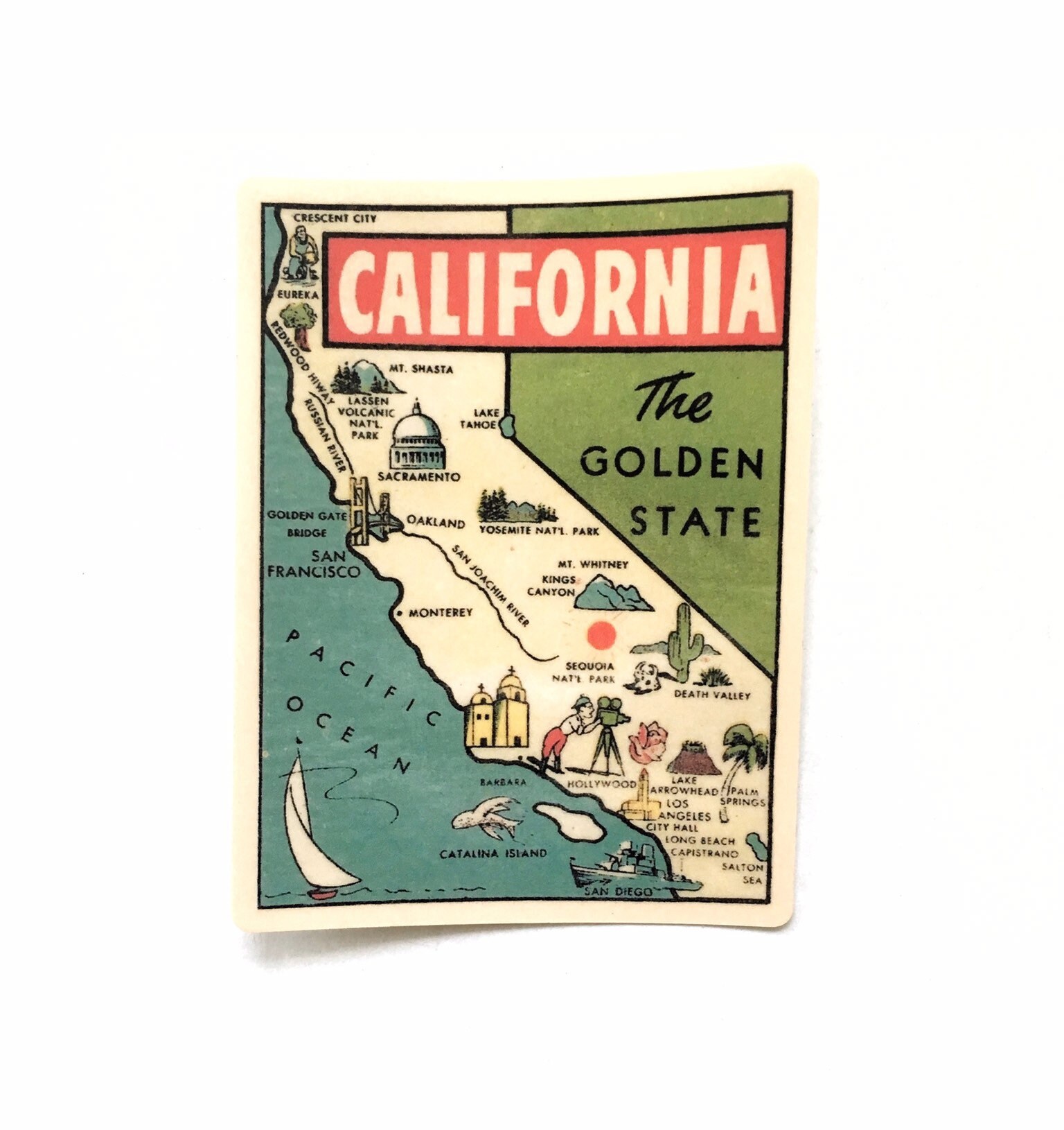 California Sticker, Vinyl Golden State Laptop Stickers, Retro California Map Decal, Antique Vintage Pacific Car MacBook Pro Wholesale Decals - Thumbnail 4