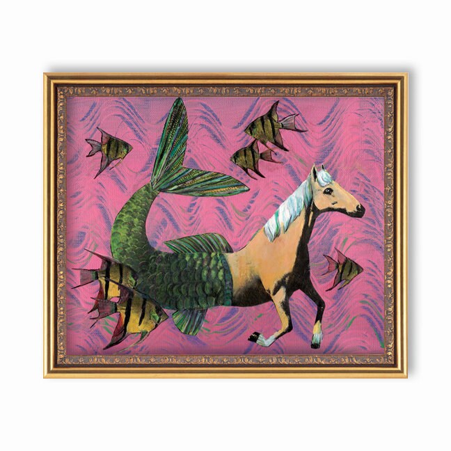 Horse Art Print, 8"x10" Mermaid Horse, Fantasy Art, Bathroom Art, Pegasus Decor, Weird Horse Gifts, Horse Decor, Horse Painting on Canvas