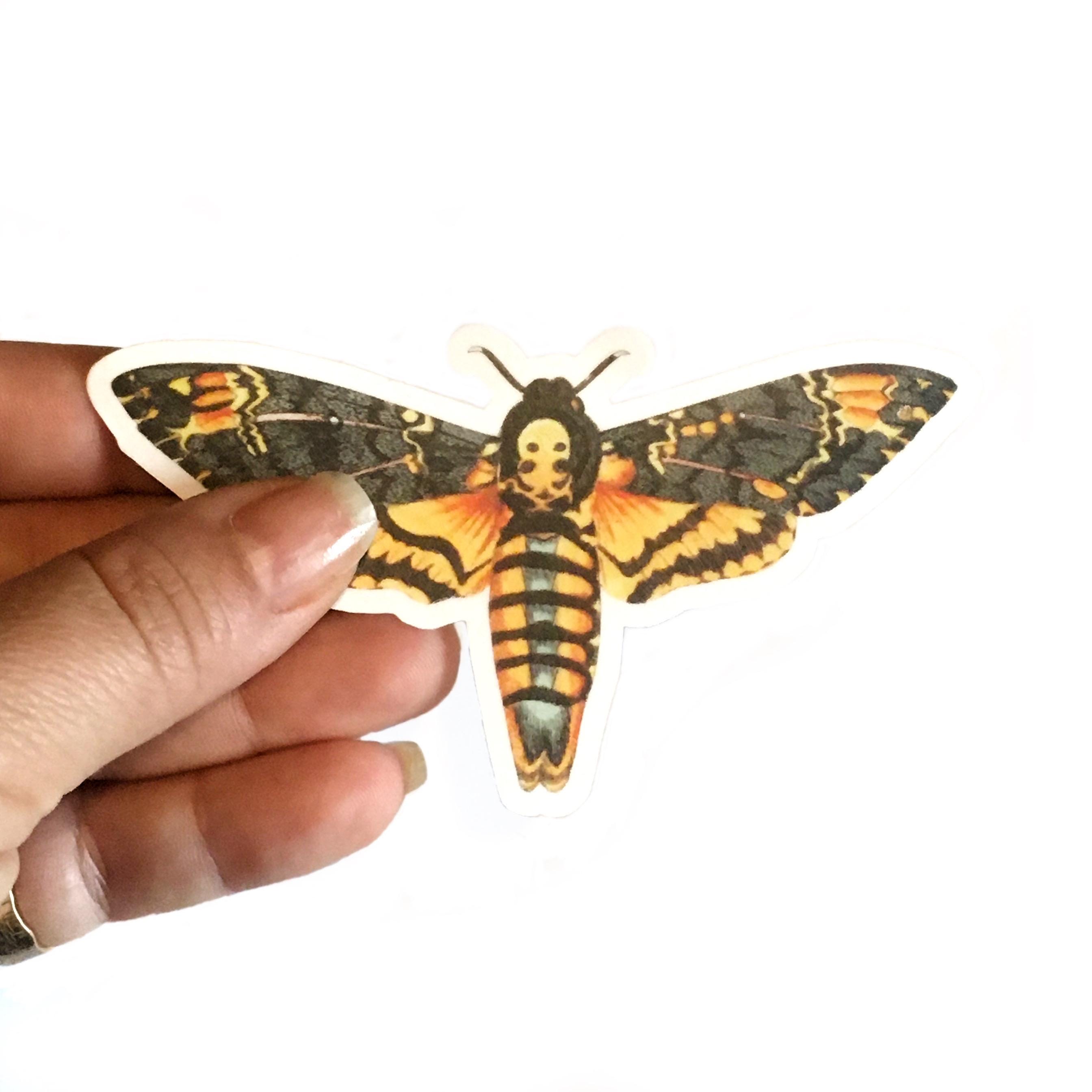 Deathshead Moth Sticke, Insect Vintage Vinyl Sticker Pack, Goth Horror Decals, Vinyl Decal, Gift for Oddity Collectors - Image 1