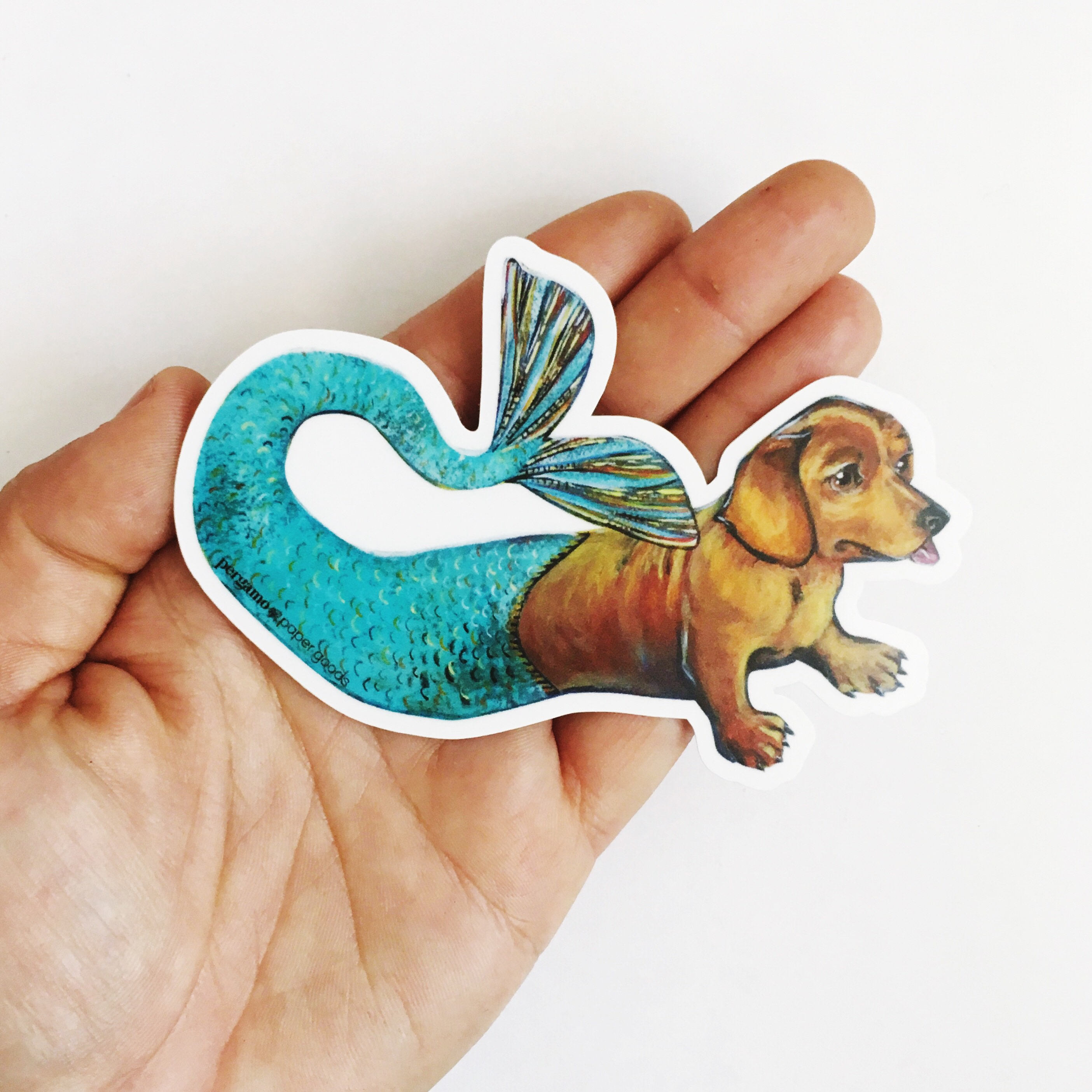 Mermaid Dachshund Stickers, Vinyl Sticker Pack, Waterproof Car Decal, Vintage Laptop Sticker Dog Bumper Decals Bullet Journal, Wholesale - Thumbnail 2
