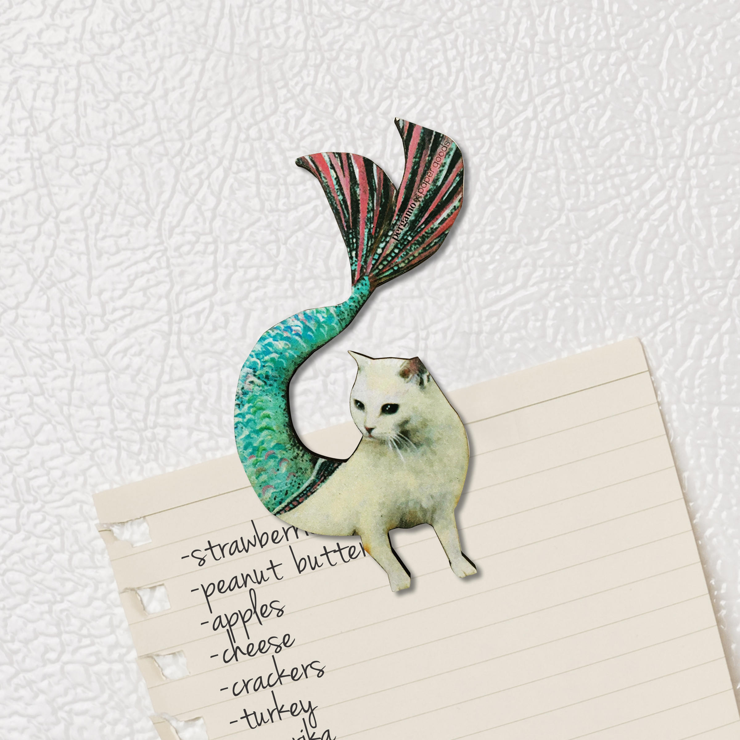 Mermaid Cat Magnet, Weird Cat Mom Magnets Fridge, Animal Lover Housewarming Gift, Retro Vintage White Kitten Rescue Foster Cats Gifts - Thumbnail 2