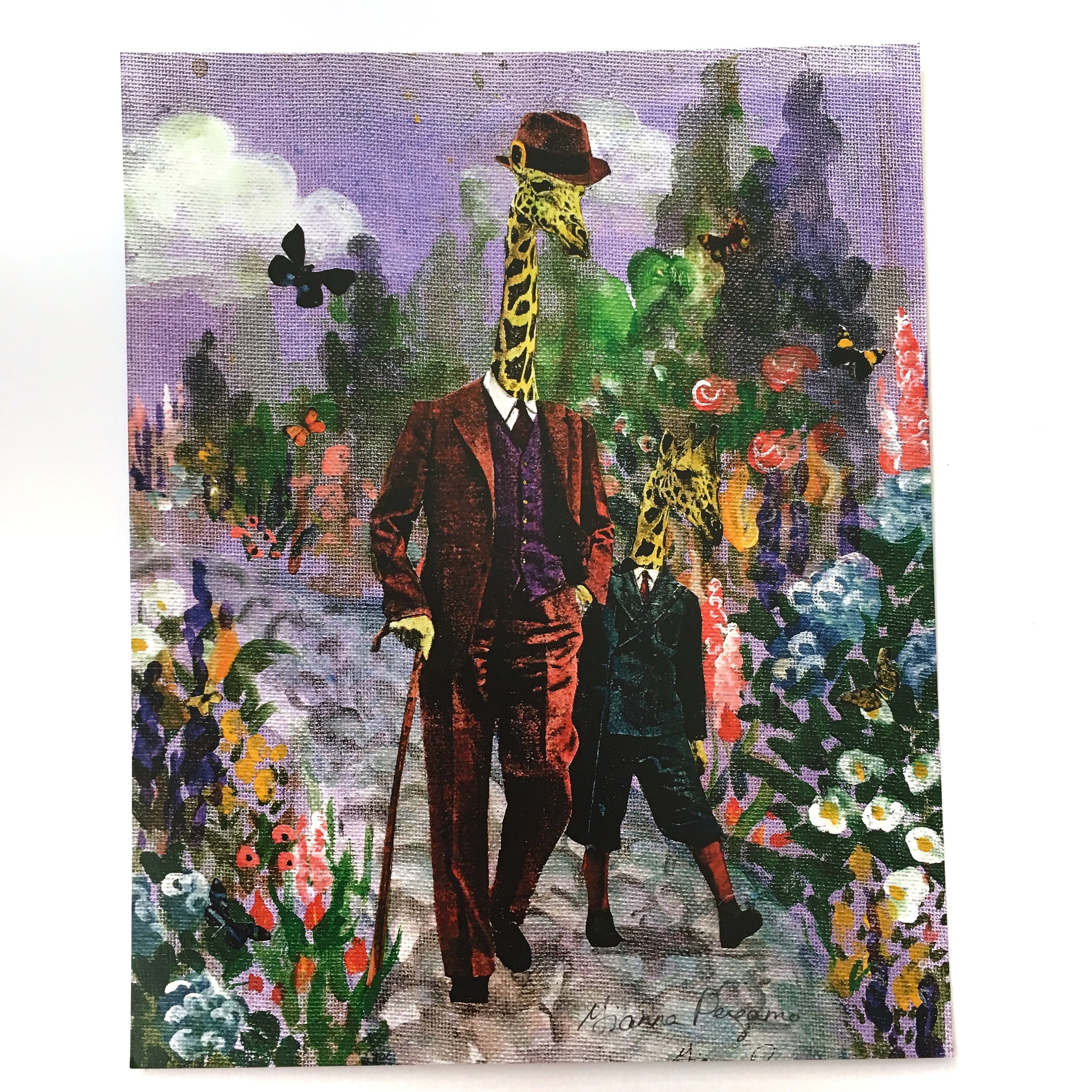 Giraffe Art Print, 8x10 Retro Giraffe Wall Art, Father and Son Gifts, Dapper Animal Painting, Fancy Animal Prints, Funny Weird Art Vintage