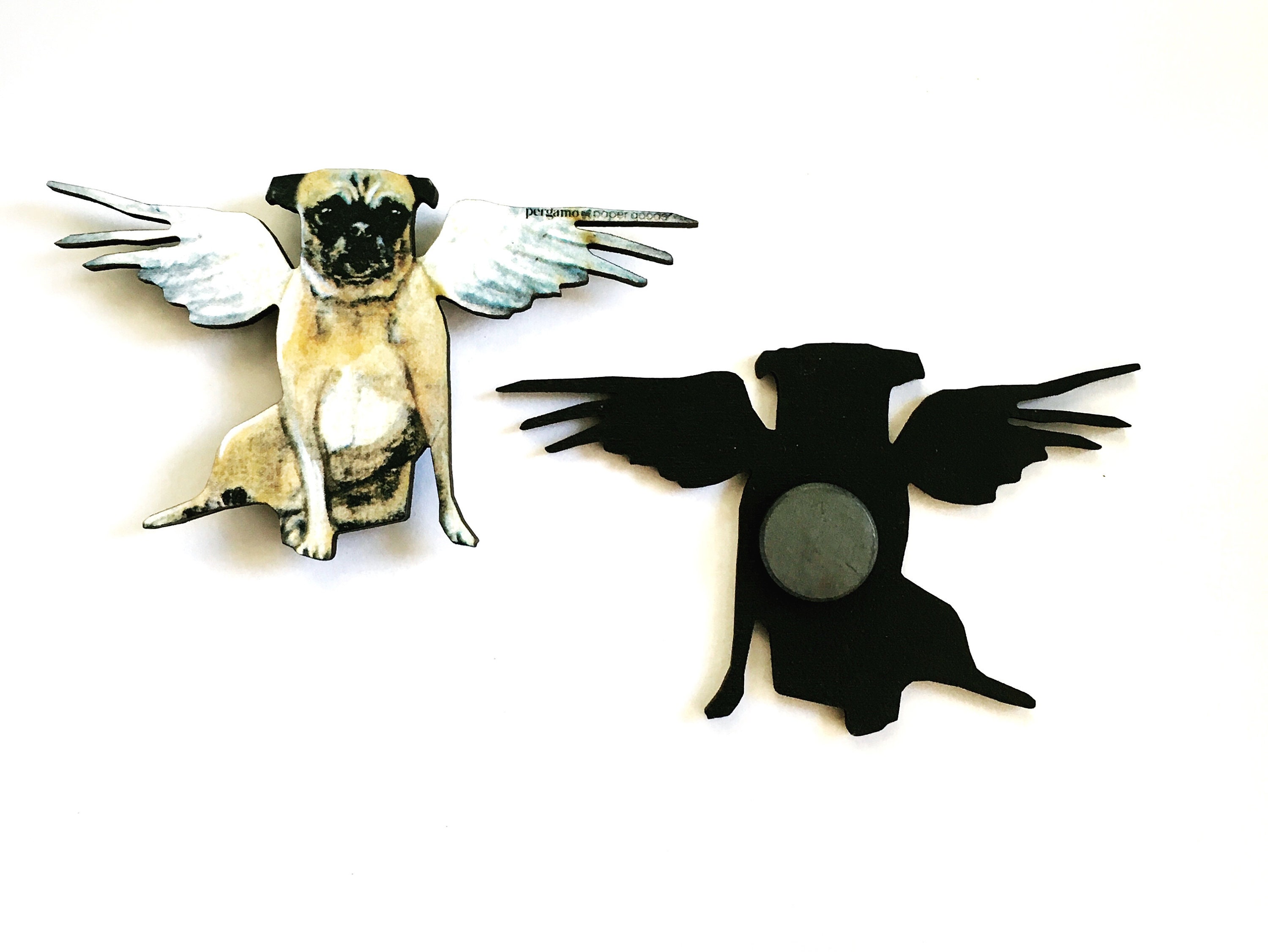 Angel Pug Magnet, Puggle Magnets Fridge, Pet Memorial Gifts, Cupid Dog, Valentines Day Pug Lover Gift, Weird Kitchen Decor for Dog Lovers - Thumbnail 3