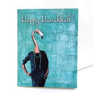Carte de Hanukkah amusant ensemble, cartes Flamingo carte Hanoukka ou ensemble, en Floride Hanoukka cadeau, Unique cadeau juif, flamant roses, cartes Juifs