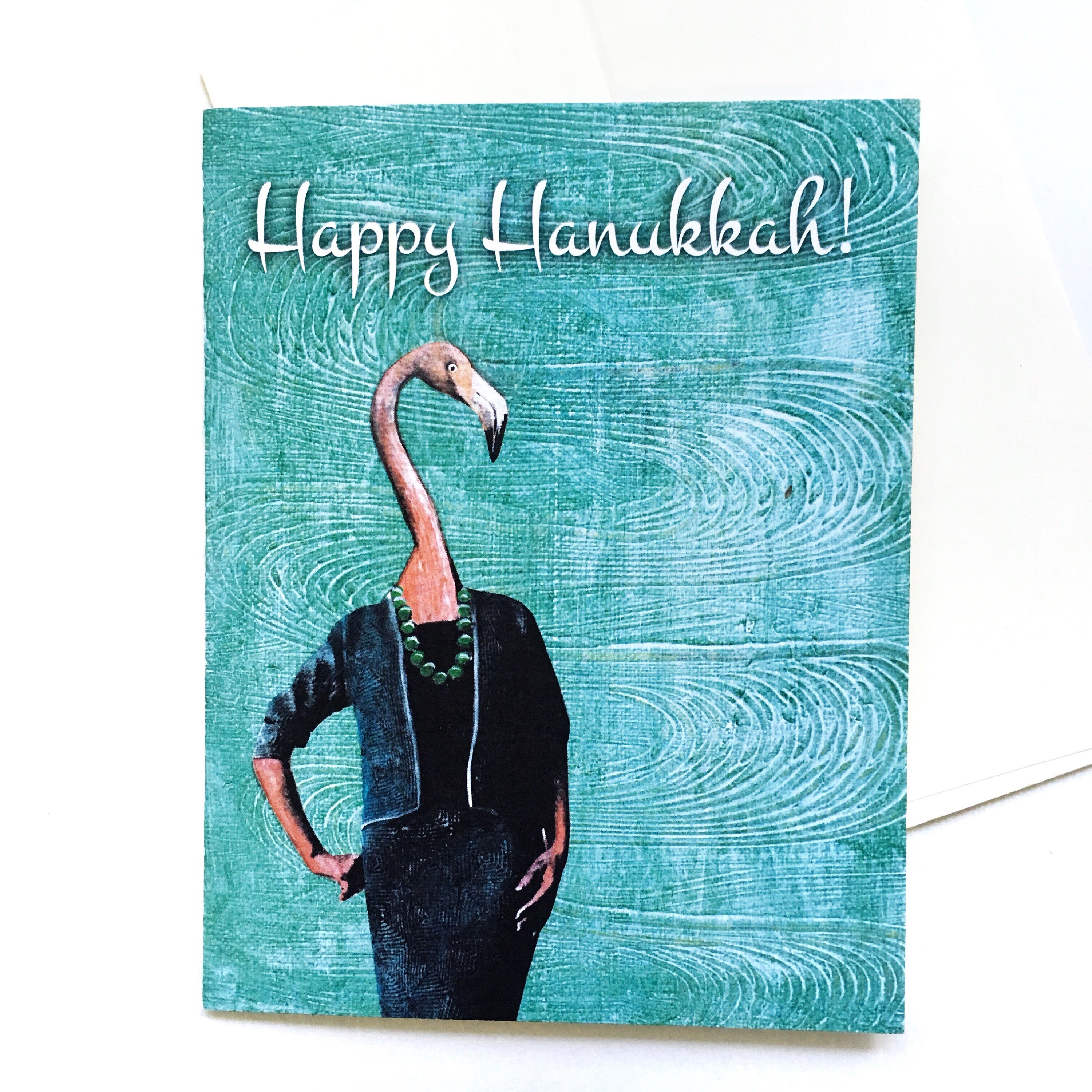 Fun Hanukkah Card Set, Flamingo Hanukkah Card or Set, Florida Hanukkah Gift, Unique Jewish Gift, Flamingo Cards, Jewish Cards