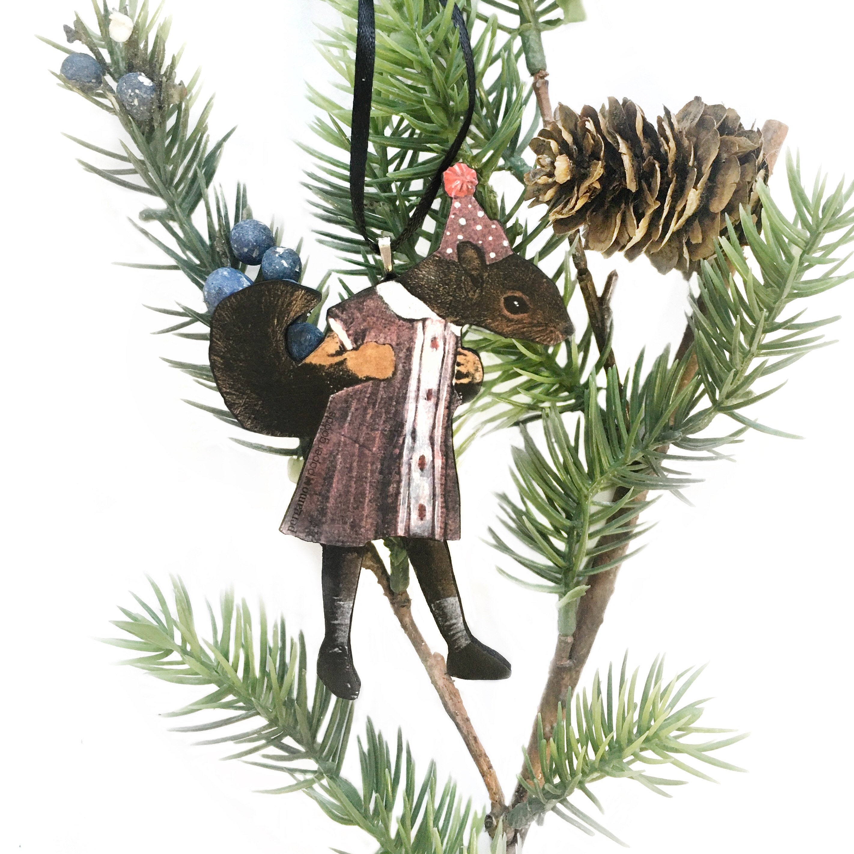 Squirrel Weird Ornament, Vintage Animal Christmas Ornaments, Laser Ornament Stocking Stuffer, Funny Retro Holiday Gift, Handmade Wholesale - Thumbnail 2