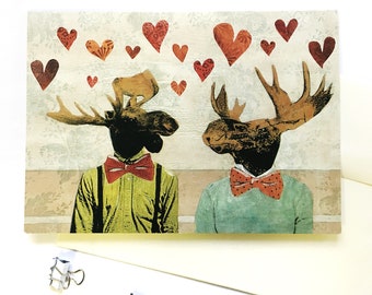 Gay Love Card, Moose Cards, LGBTQ Anniversary Card, Gay Anniversary, Animals Love, Gay Wedding Gift, Dressed up Animal Stationery, Wholesale