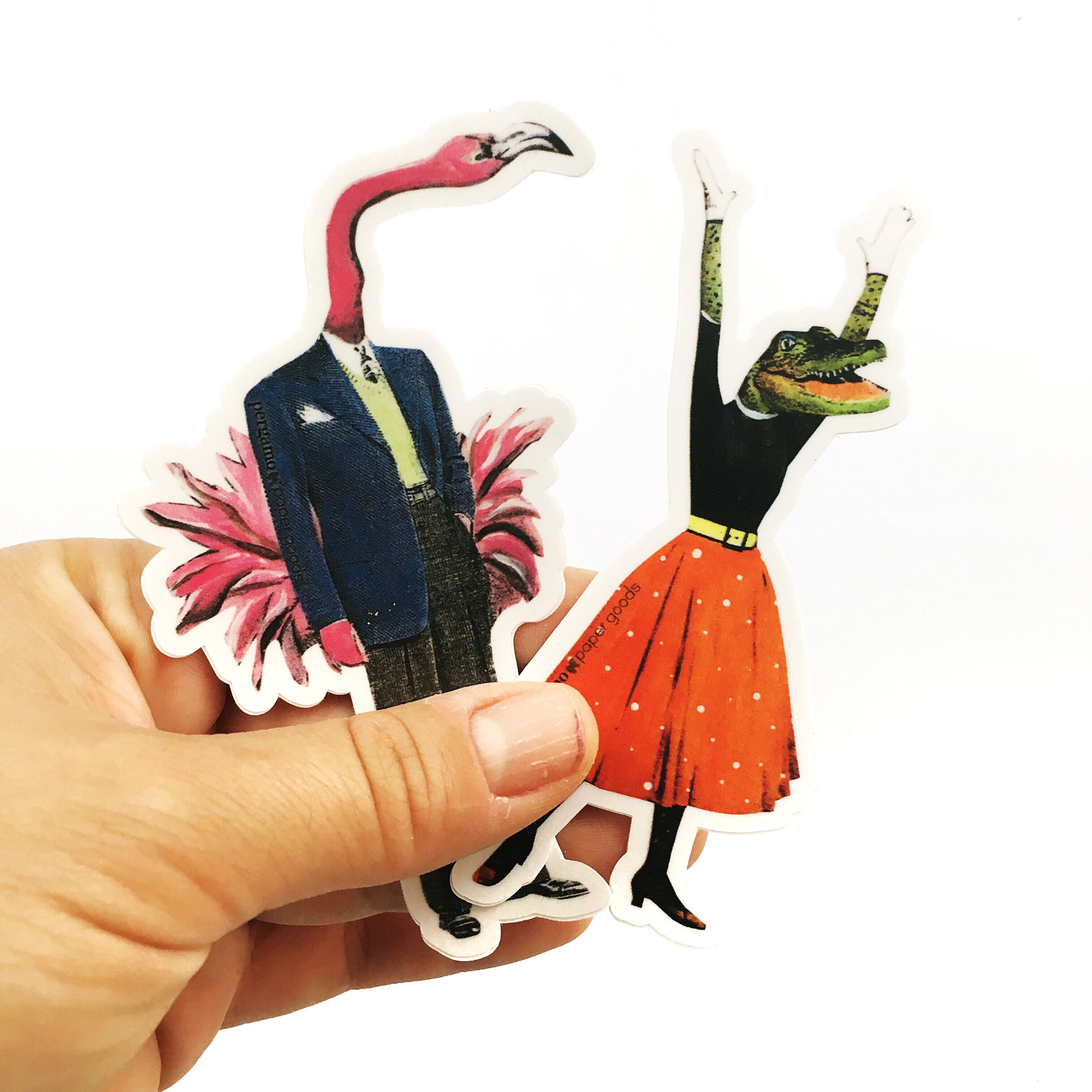 Flamingo Sticker, Florida Stickers,  Vinyl Laptop Sticker, VSCO Vinyl Decal, Bumper Yeti Decals Outdoors Hydroflask, Weird Vintage Whimsy - Thumbnail 6