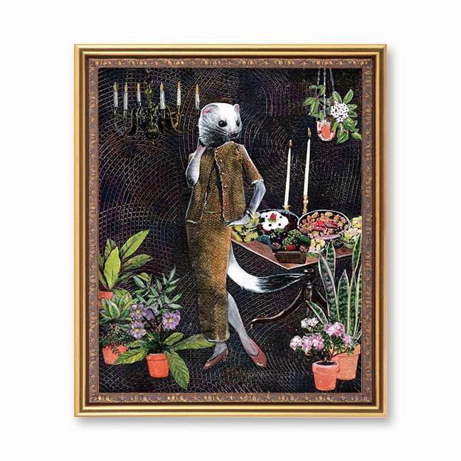 Vintage Animal Art Print, Retro Fashion, Maximalist Home Decor Gift, Weird Art, Unusual Decor Gifts, Collage House Plant Lovers, Rodent Ill