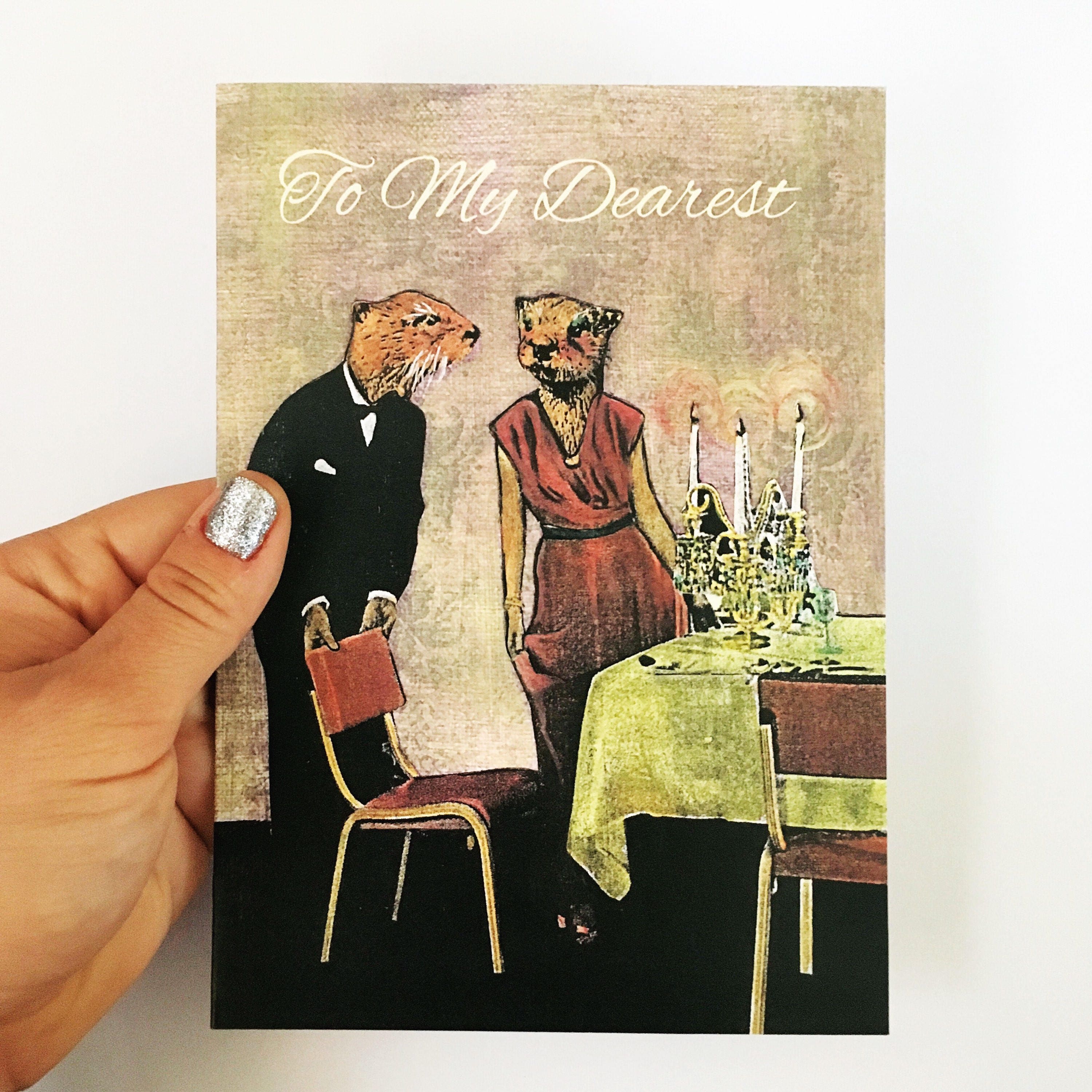 Otter Card, Anniversary Card, To My Dearest, River Otters, Love Card, Romance Card, Romantic Card, Valentines Card for Him, Animal Lover - Thumbnail 2