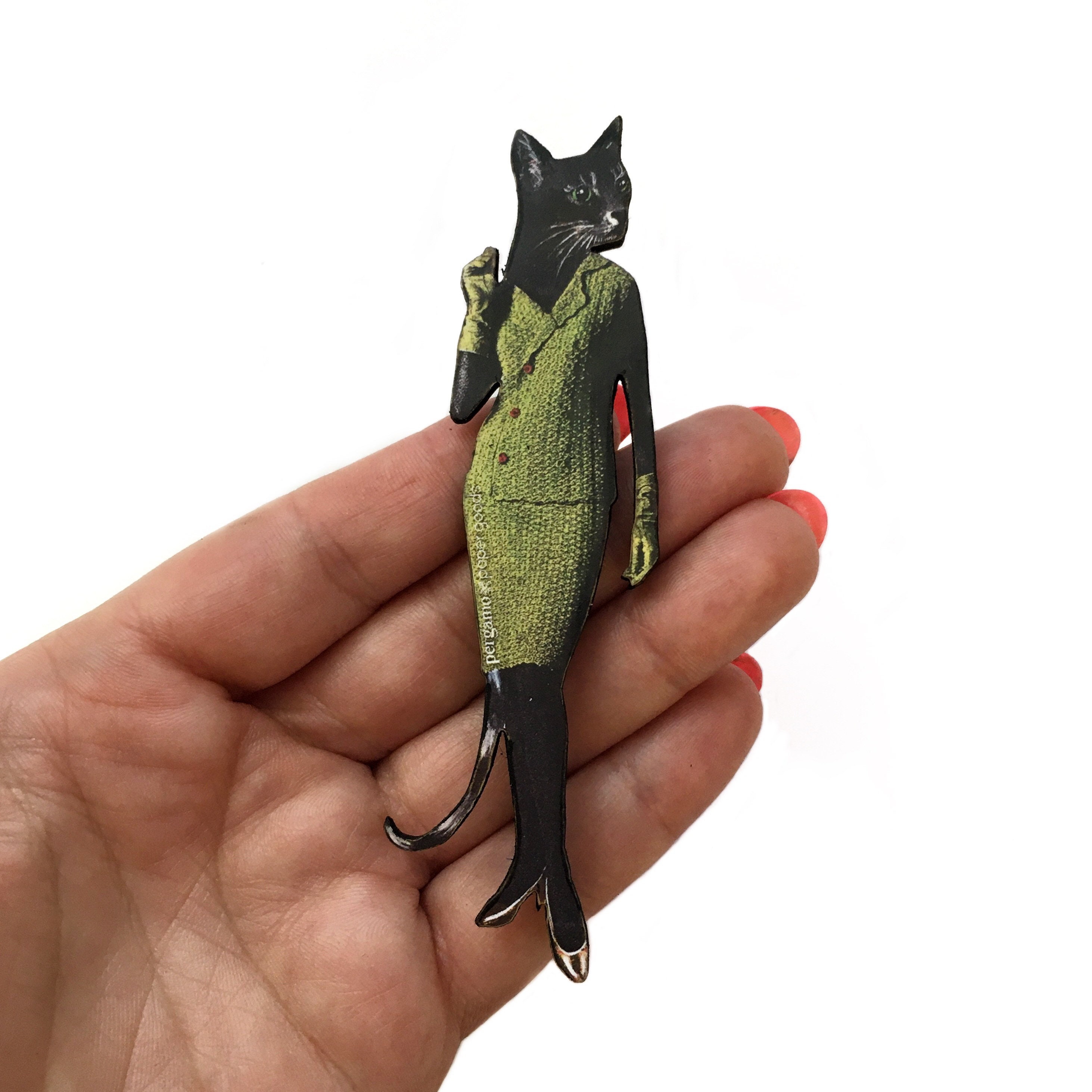 Cat Laser Magnet, Vintage Animal Refrigerator Magnets Fridge, Laser Cut Wood, Illustrated Gift, Animal Rescue, Retro Kitchen Decor
