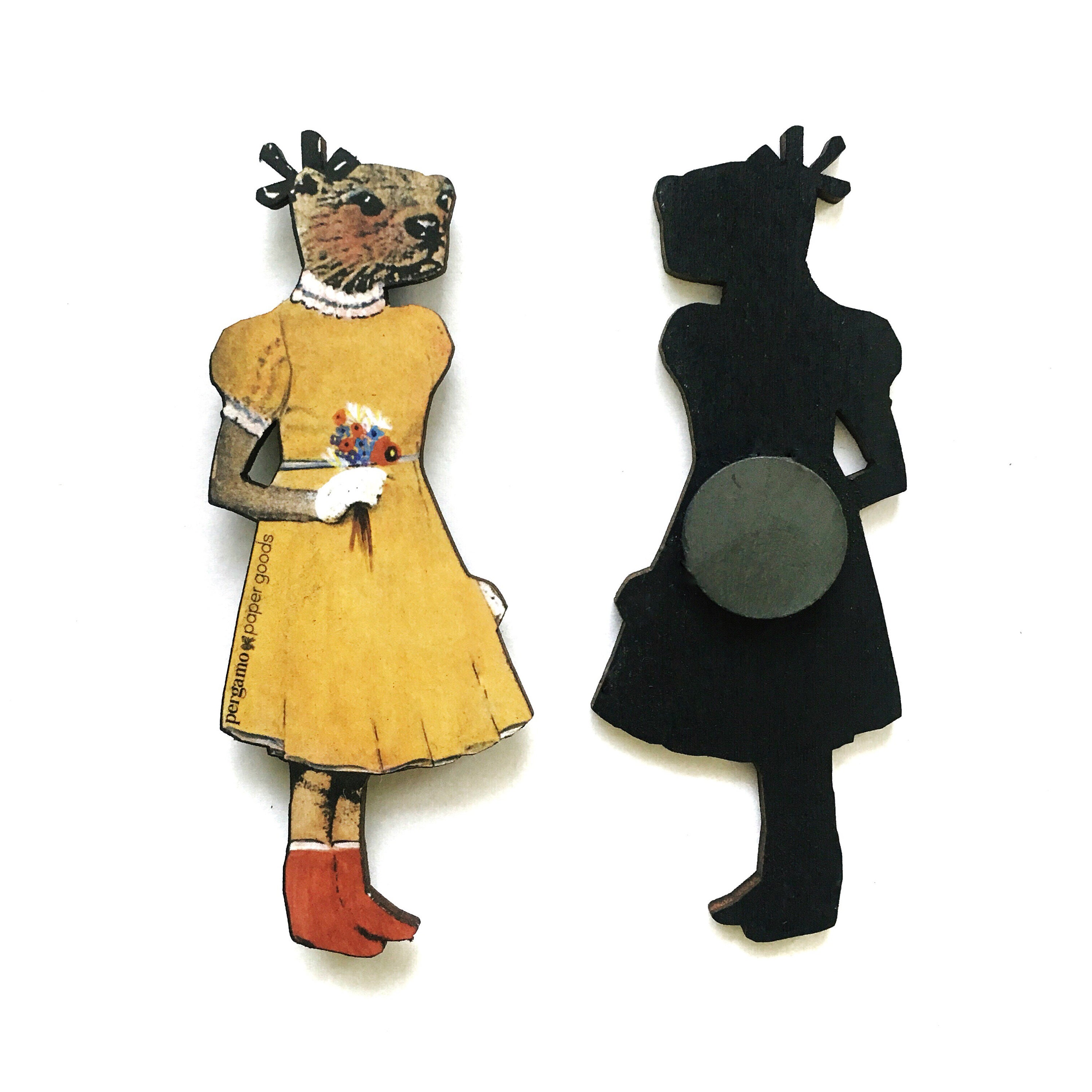 Vintage Kitchen Magnet, Weird Animal Refrigerator Magnets Fridge, Otter Gift Housewarming, Wooden Magnet Retro Cottagecore Kitchen Decor - Thumbnail 3
