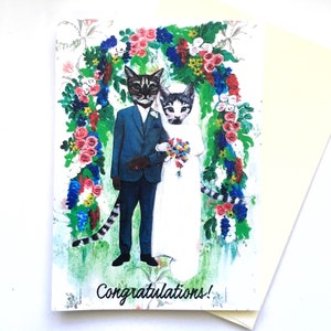 Katten Trouwkaart, Kattenhuwelijk, Felicitatiekaarten, Kattenliefhebbers Ouders, Verjaardag, Rare Kunst Schoondochter Schoonzoon, Groothandel