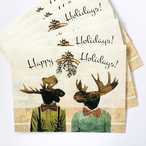 Carte de vacances gay ou ensemble de cartes, Love Moose Christmas Card, Gay Christmas Card, Lgbtq Cards, Holiday Party Card, LGBTQ Christmas Cards