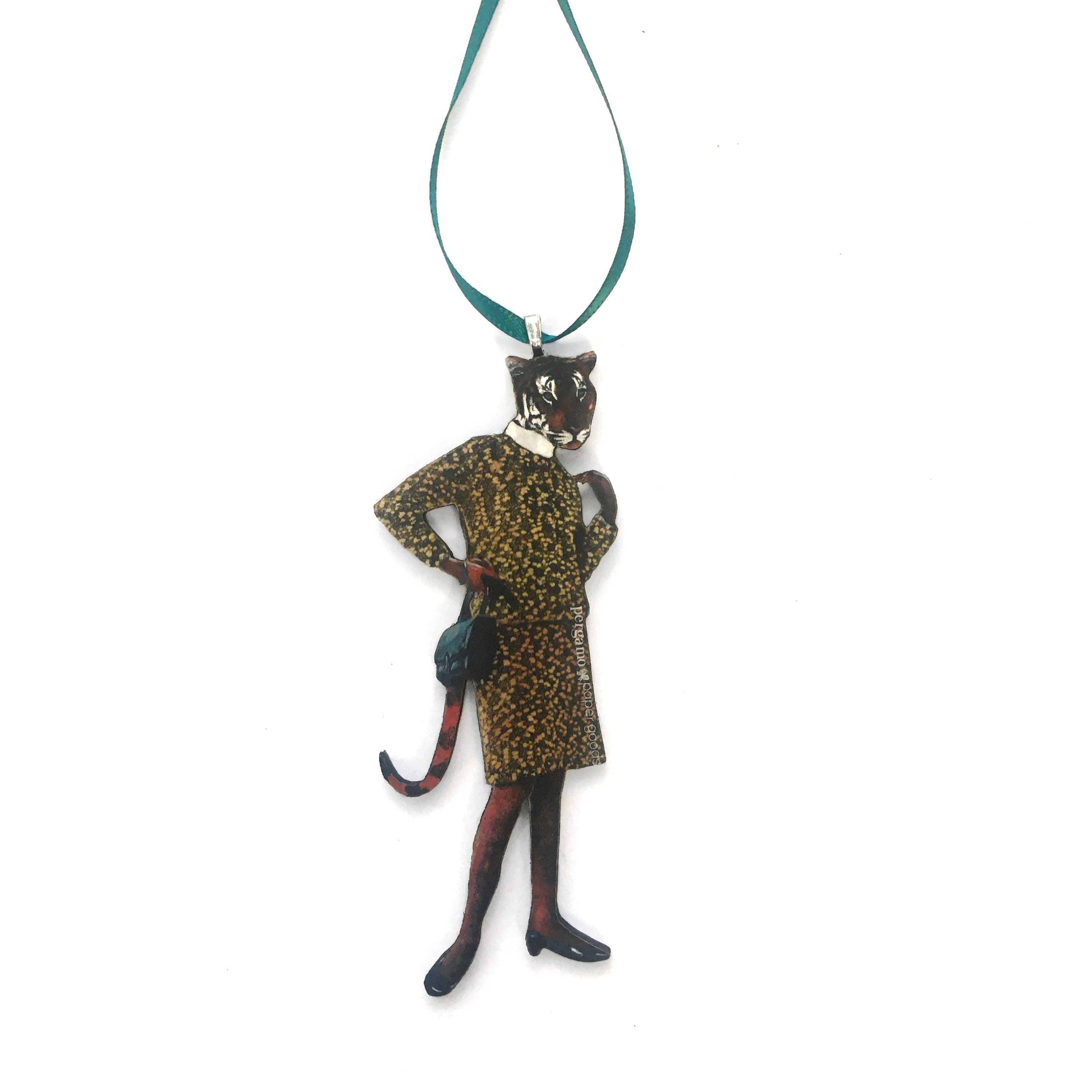 Tiger Ornament, Christmas Animal Cat, Laser Cut Wood, Original Ornaments, Retro Vintage Christmas, Quirky Unusual Gift, Funny Gifts - Thumbnail 2