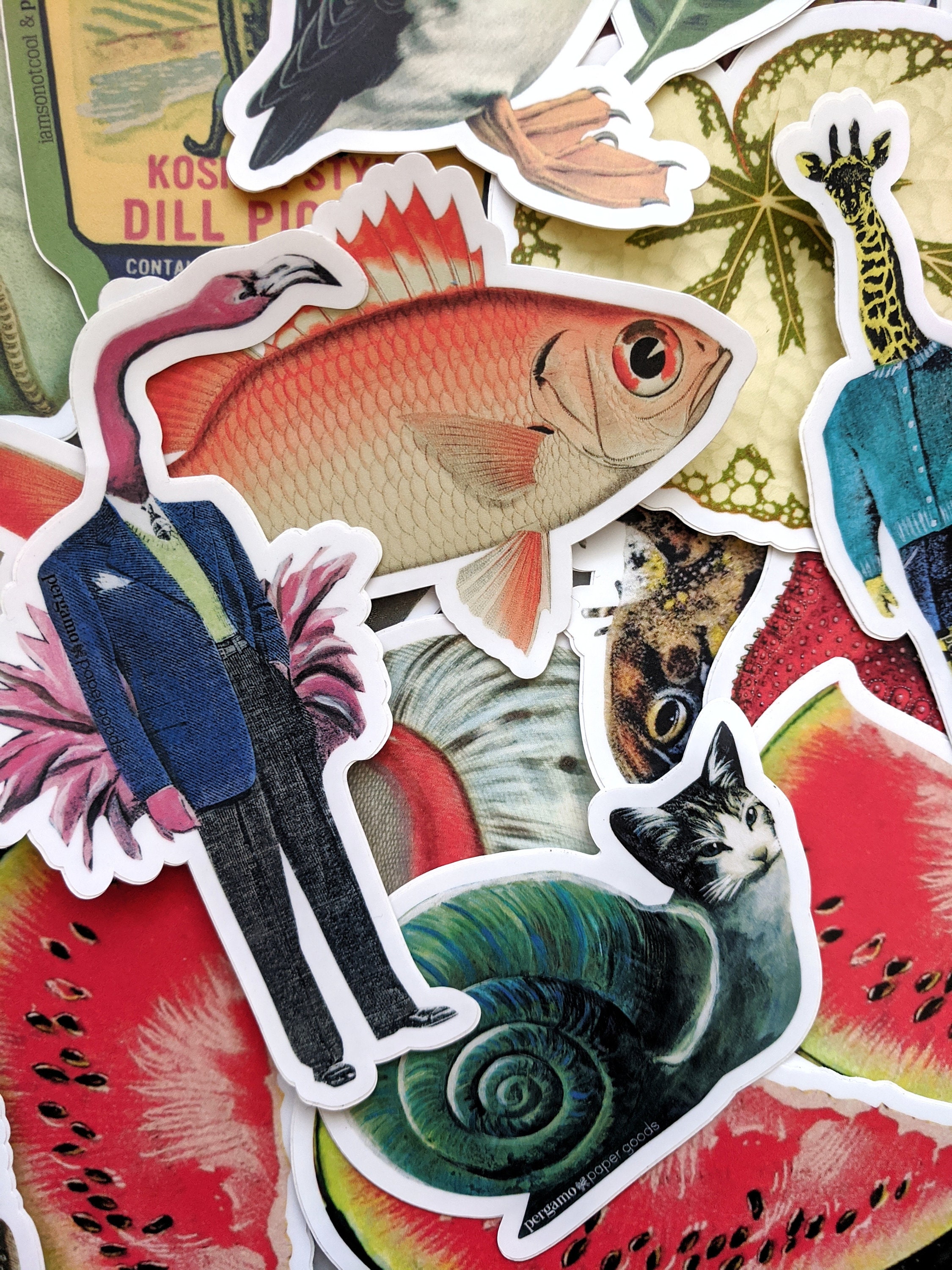 Vinyl Sticker Pack, Random Laptop Stickers, Waterproof Stickers, Phone Sticker, Cat Sticker, Pug Sticker, Water Bottle Sticker, Weird Art - Thumbnail 3